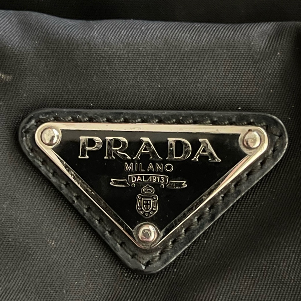PRADA Black Logo Nylon x Leather Shoulder Bag - Picture 6 of 13
